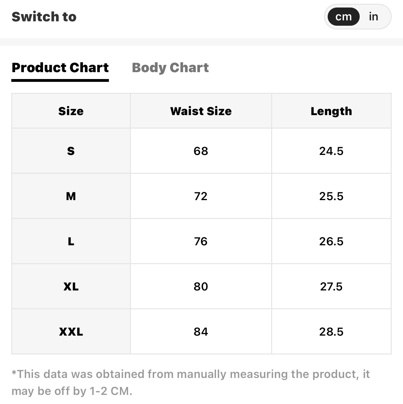 Size Chart